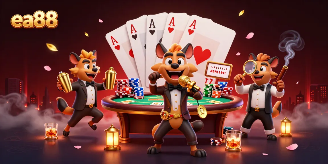 Engage with ea88's vibrant casino scene featuring comedy, poker action, and lush details.