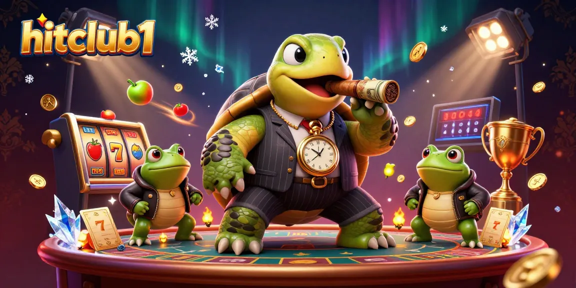 Experience thrill at hitclub1 with an exhilarating cartoon casino scene featuring a charming snapping turtle and vibrant game elements.