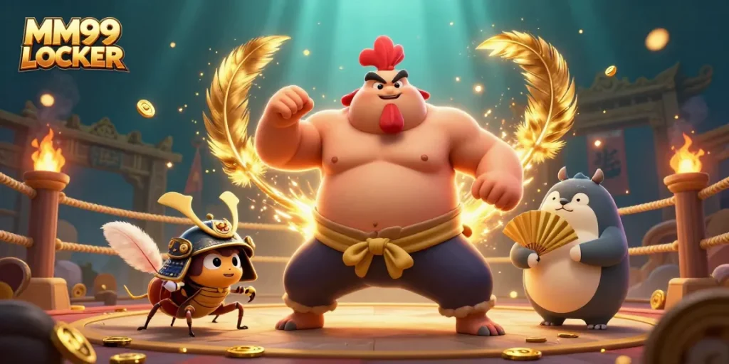 Experience the excitement of MM99 LOCKER with a vibrant 3D casino scene filled with action.