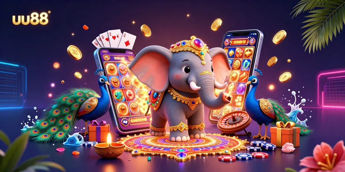 uu88 engages players with vibrant slots amid colorful characters in a 3D digital universe.