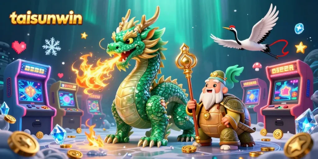 Experience the thrill of gaming with taisunwin in this vibrant, detailed 3D casino illustration.
