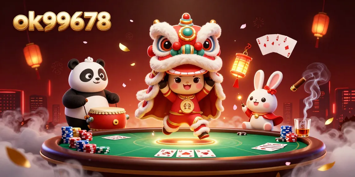Engage in thrilling casino fun with ok99678’s vibrant lion dance and poker elements.