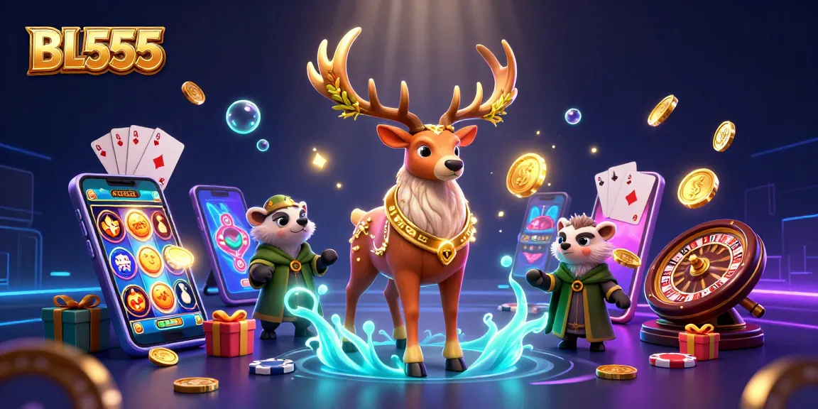 Spin and win at BL555, featuring enchanting characters amidst dynamic slot gaming elements.