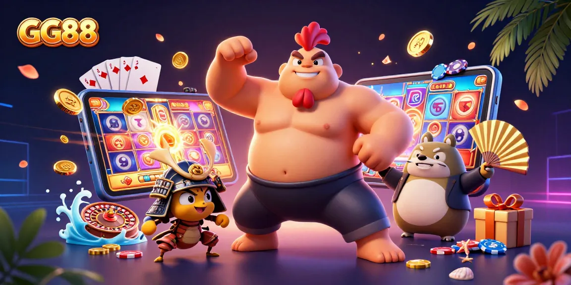 Experience the exciting world of GG88 games with dynamic characters and vibrant casino elements.