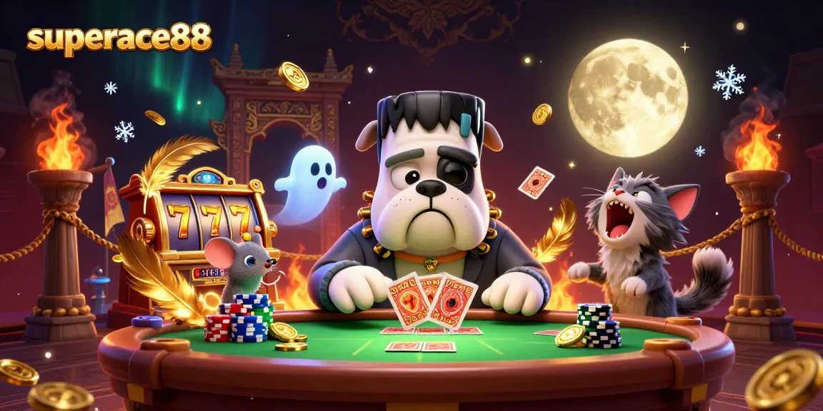 Engage with superace88's thrilling slot experience featuring iconic characters and vibrant casino elements.