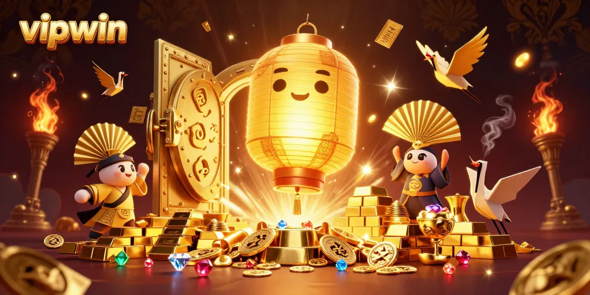 Experience thrilling gaming at vipwin with dynamic scenes showcasing vibrant casino elements and golden treasures.