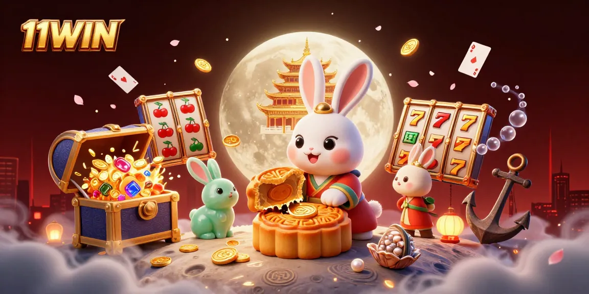 Play lucky slots with 11WIN featured in a vibrant, cinematic casino-themed scene.