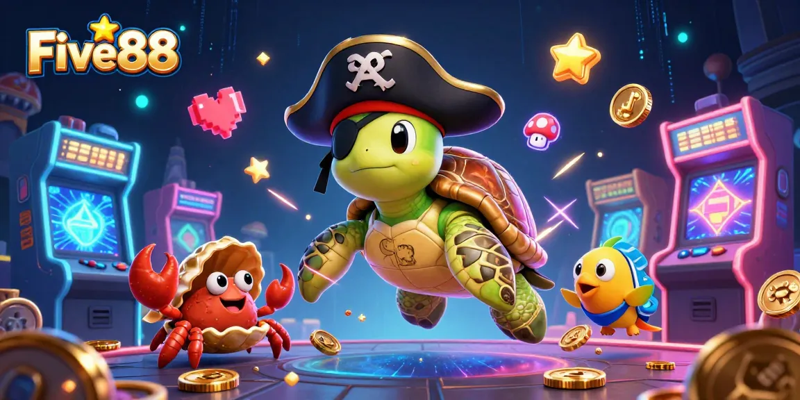 Spin the reels and enjoy gaming adventures at Five88, featuring vibrant casino elements and 3D characters.