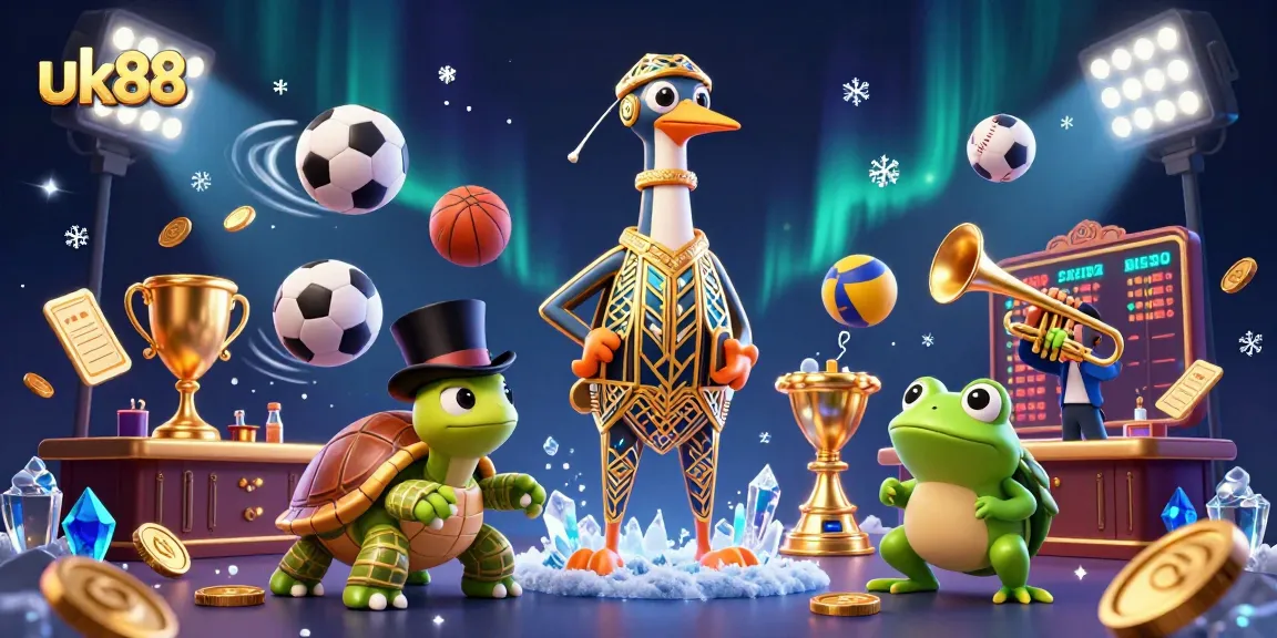 Bet on exciting sports with uk88 at a vibrant, animated speakeasy filled with game elements.