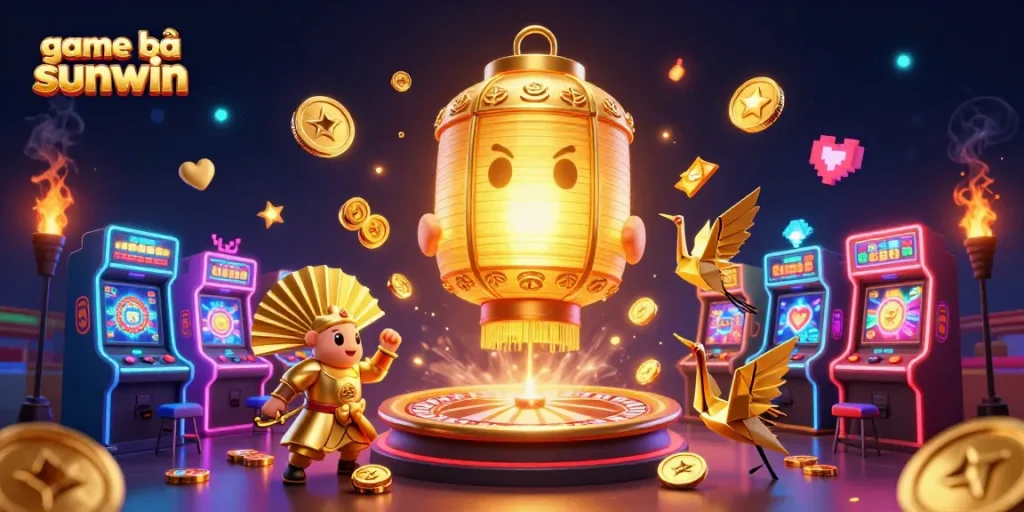 Engage with the excitement of game bài sunwin in this vibrant casino illustration showcasing golden elements and dynamic gaming features.