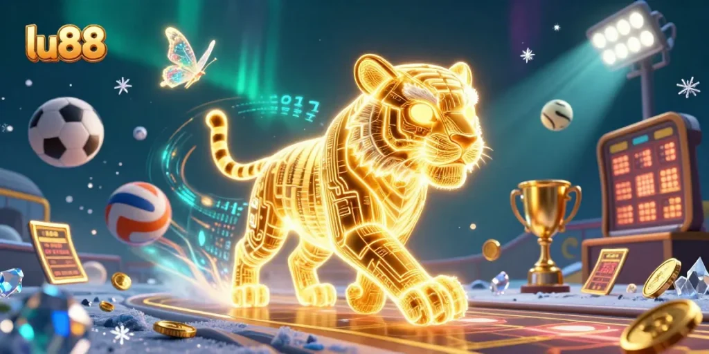 Experience the thrilling journey at lu88 with a vibrant digital casino scene featuring energetic elements and interactive characters.