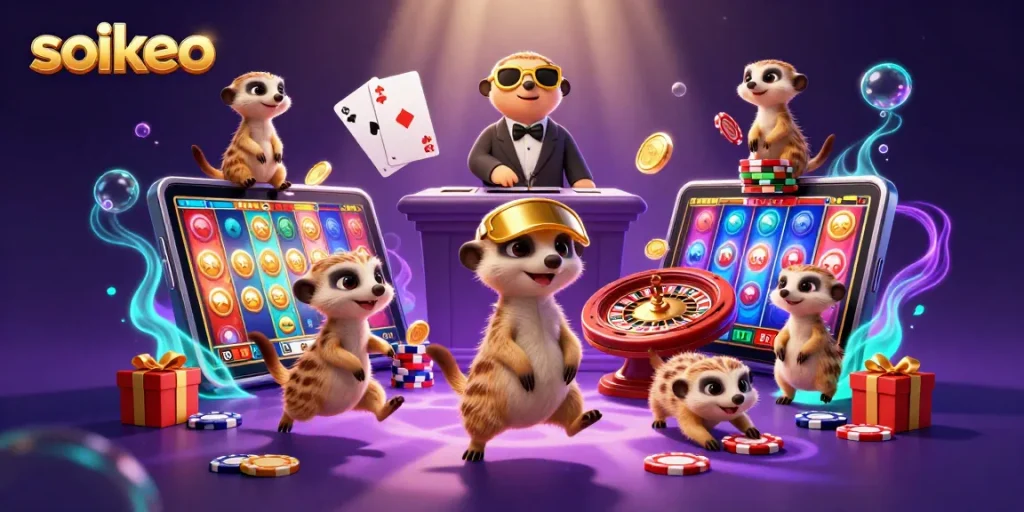 Bet on thrilling sports events at soikeo with our engaging meerkat casino scene.