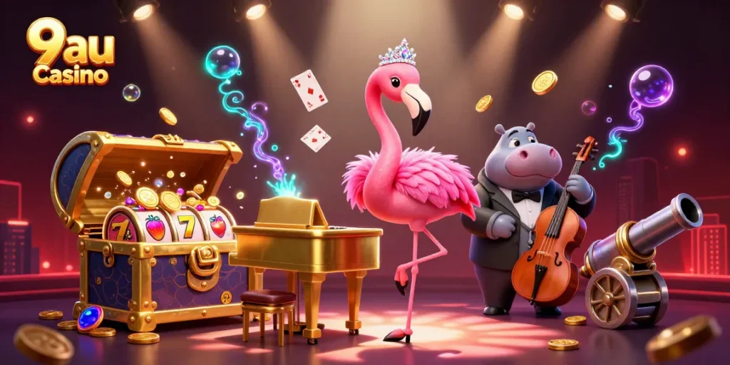 Explore vibrant gameplay at 9au casino with lively characters and dynamic elements.