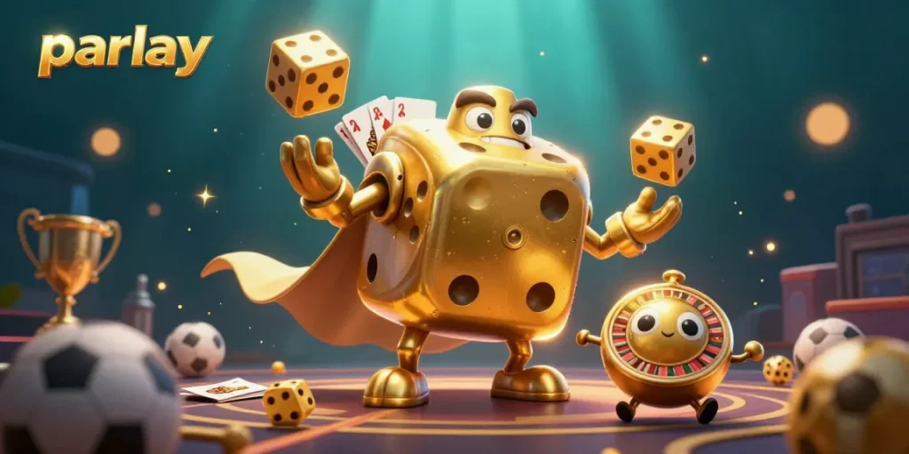 Engaging in a parlay betting strategy with sports elements creating a thrilling atmosphere.