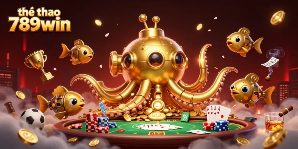 Experience intense gaming action with thể thao 789win, showcasing sports betting amidst a sea of coins.